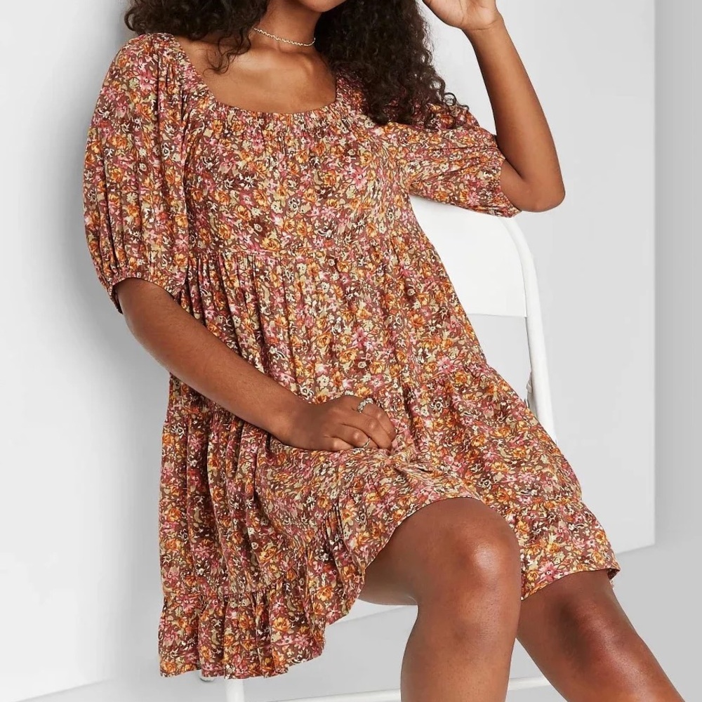 Wild Fable Puff Sleeve Floral Dress Size S